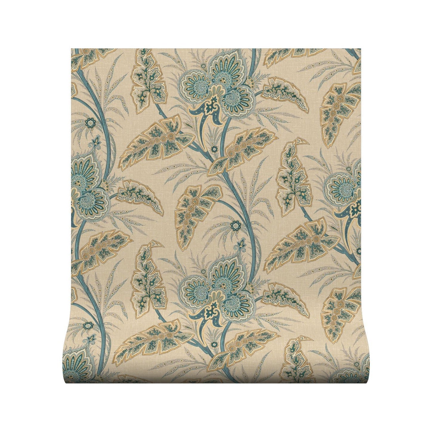 Anika Wallpaper - Teal - Warner House - Premier Wallcovering