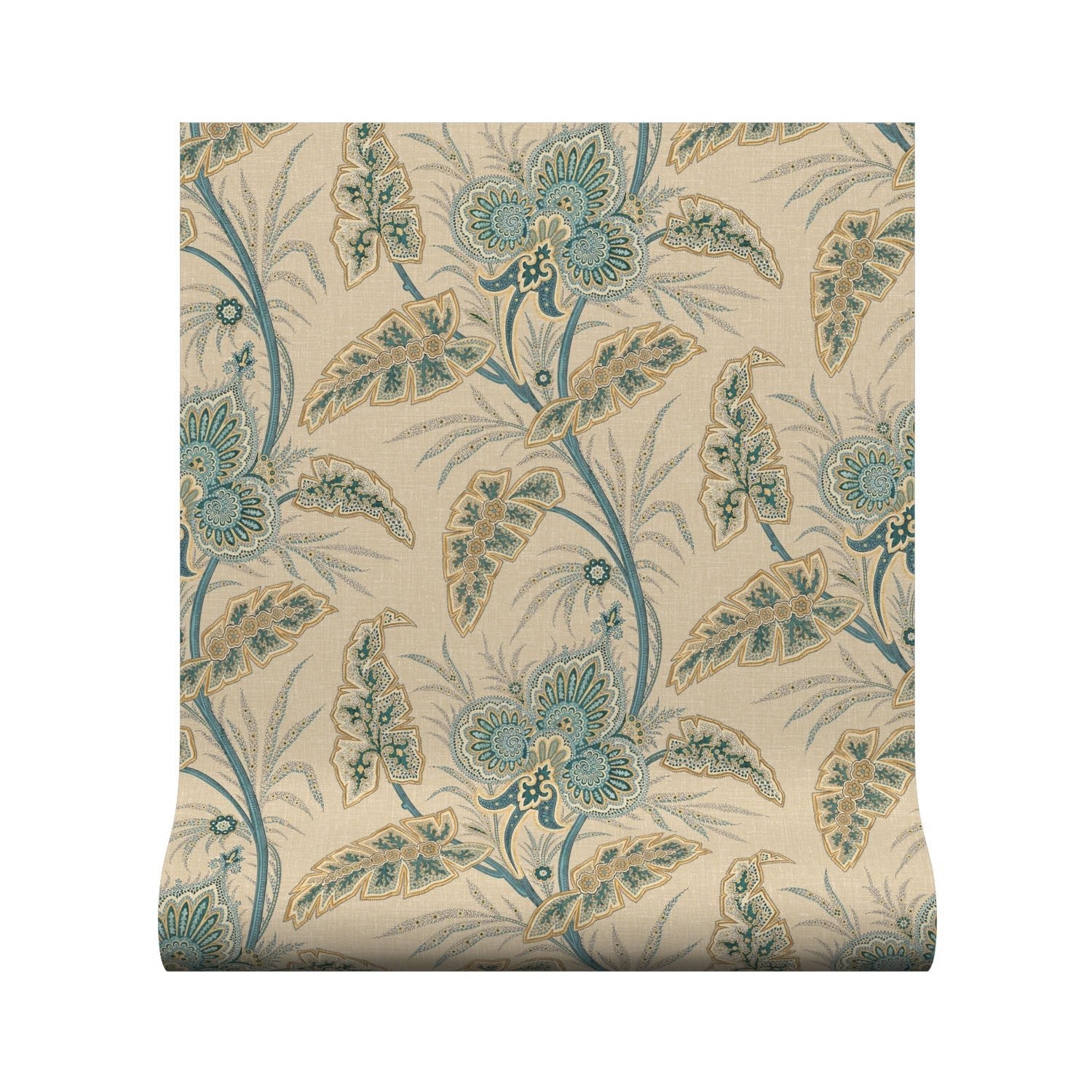 Anika Wallpaper - Teal - Warner House - Premier Wallcovering