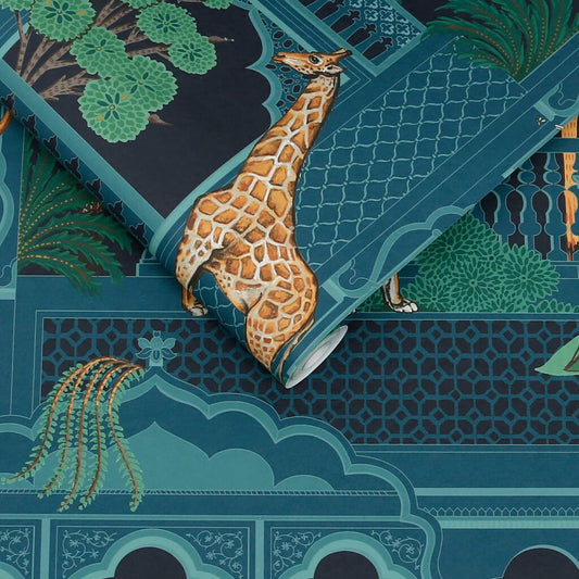 Animahal Wallpaper - Navy - Graham & Brown - 119686 - Premier Wallcovering