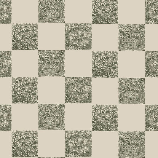 Animal Check Wallpaper - Chaingate Green - Edge Sand - Josephine Munsey - ANI-003-014 - Premier Wallcovering