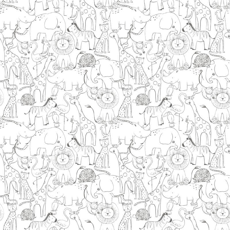 Animal Doodle Wallpaper - Chalkboard - Hoopla Walls - HWA1275W - Premier Wallcovering