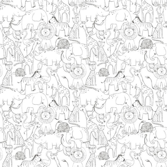 Animal Doodle Wallpaper - Chalkboard - Hoopla Walls - HWA1275W - Premier Wallcovering