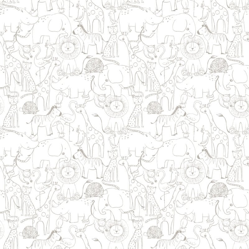 Animal Doodle Wallpaper - Smoke - Hoopla Walls - HWA1276W - Premier Wallcovering
