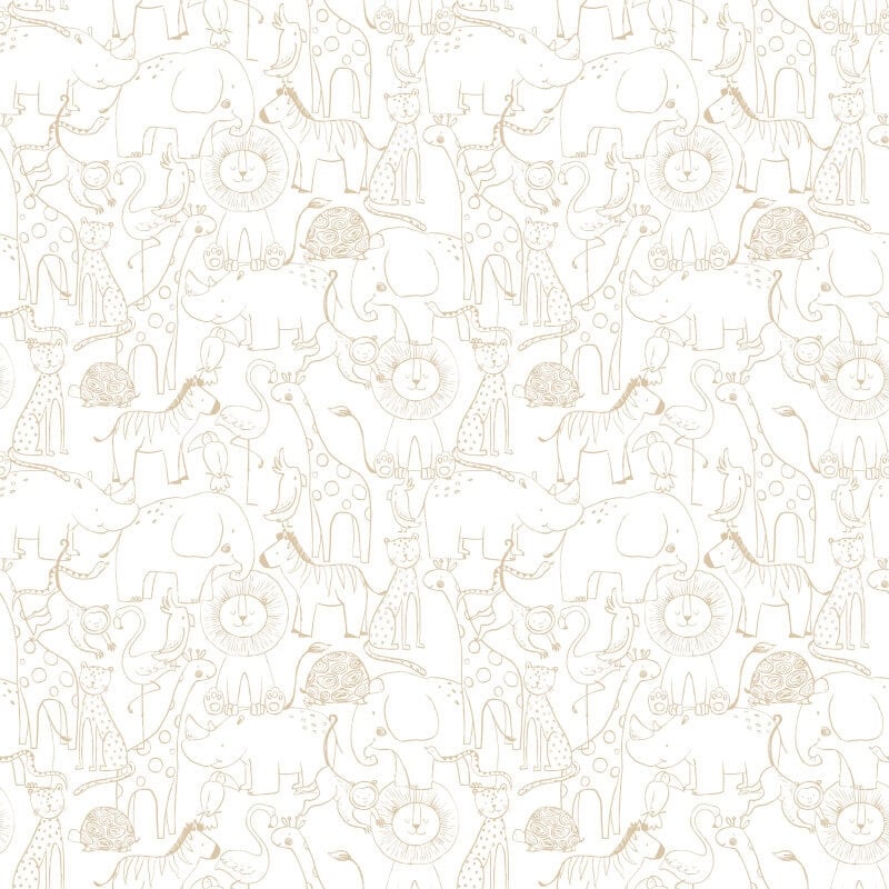 Animal Doodle Wallpaper - Parchment - Hoopla Walls - HWA1277W - Premier Wallcovering