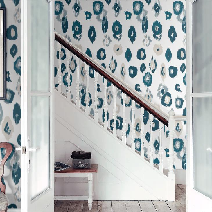Animal Ikat Wallpaper - Wilderness White & Serpentine - Ohpopsi - WLD53118W - Premier Wallcovering