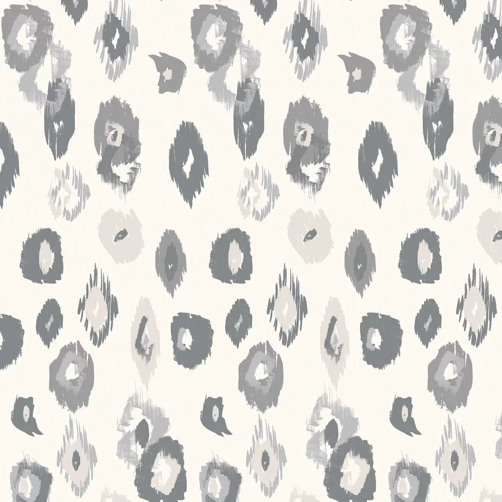 Animal Ikat Wallpaper - Wilderness White & Stone - Ohpopsi - WLD53119W - Premier Wallcovering