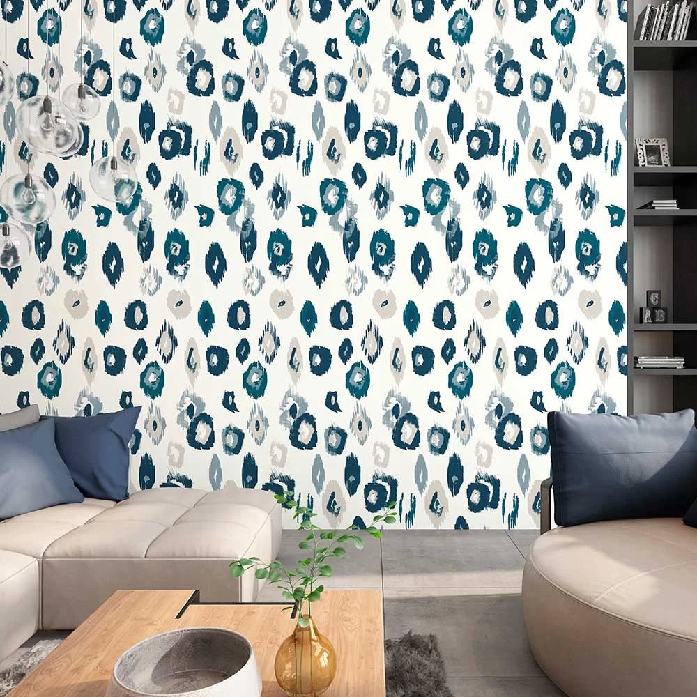 Animal Ikat Wallpaper - Wilderness White & Serpentine - Ohpopsi - WLD53118W - Premier Wallcovering