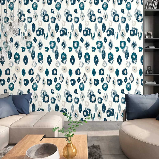 Animal Ikat Wallpaper - Wilderness White & Serpentine - Ohpopsi - WLD53118W - Premier Wallcovering
