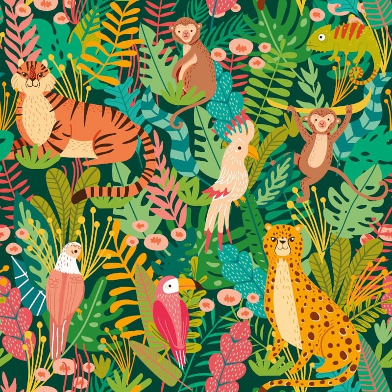 Animal Kingdom Wallpaper - Lush Forest - Hoopla Walls - HWA1273W - Premier Wallcovering