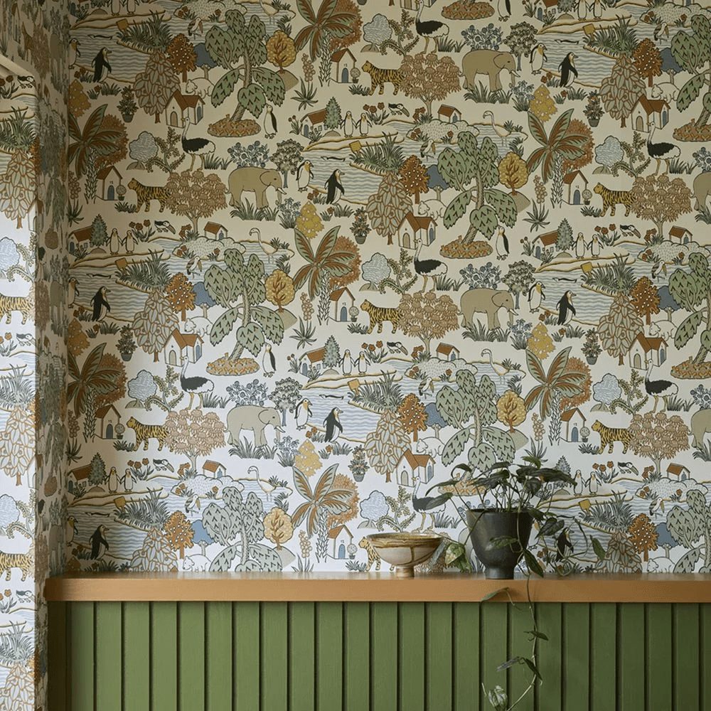 Animal Kingdom Wallpaper - Pea - Little Greene - 0231ANPEAZZ - Premier Wallcovering