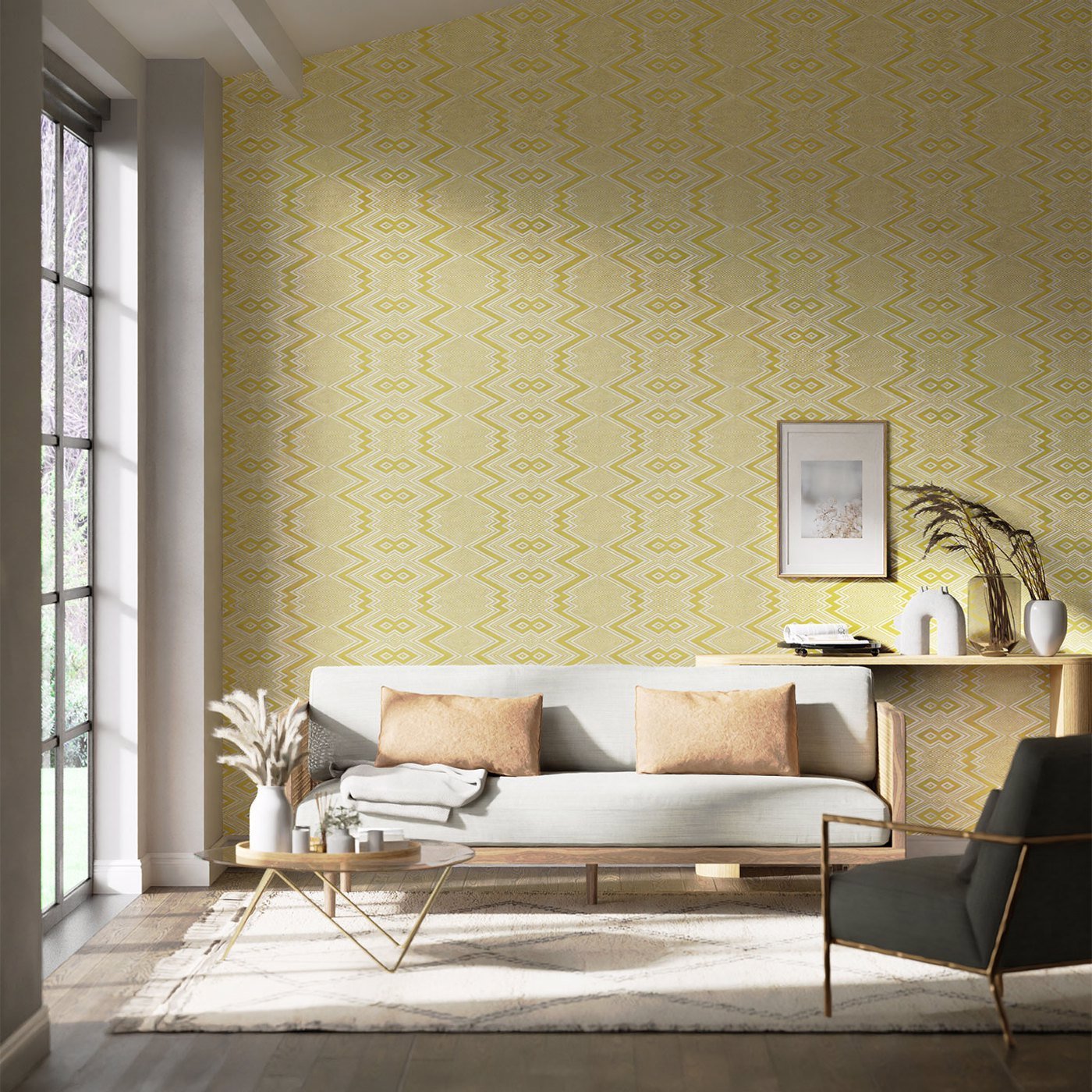 Ankara Wallpaper - Sunflower/Awakening - HQN2112850 - Harlequin - Premier Wallcovering