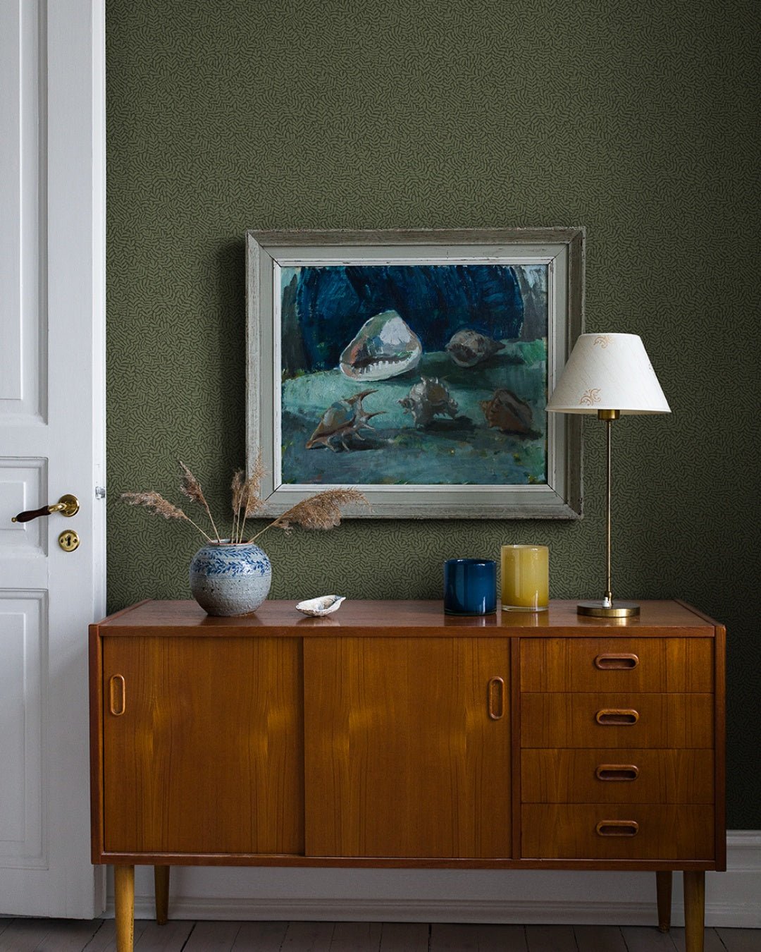 Anna Wallpaper - Dark Green - Midbec - 55000 - Premier Wallcovering