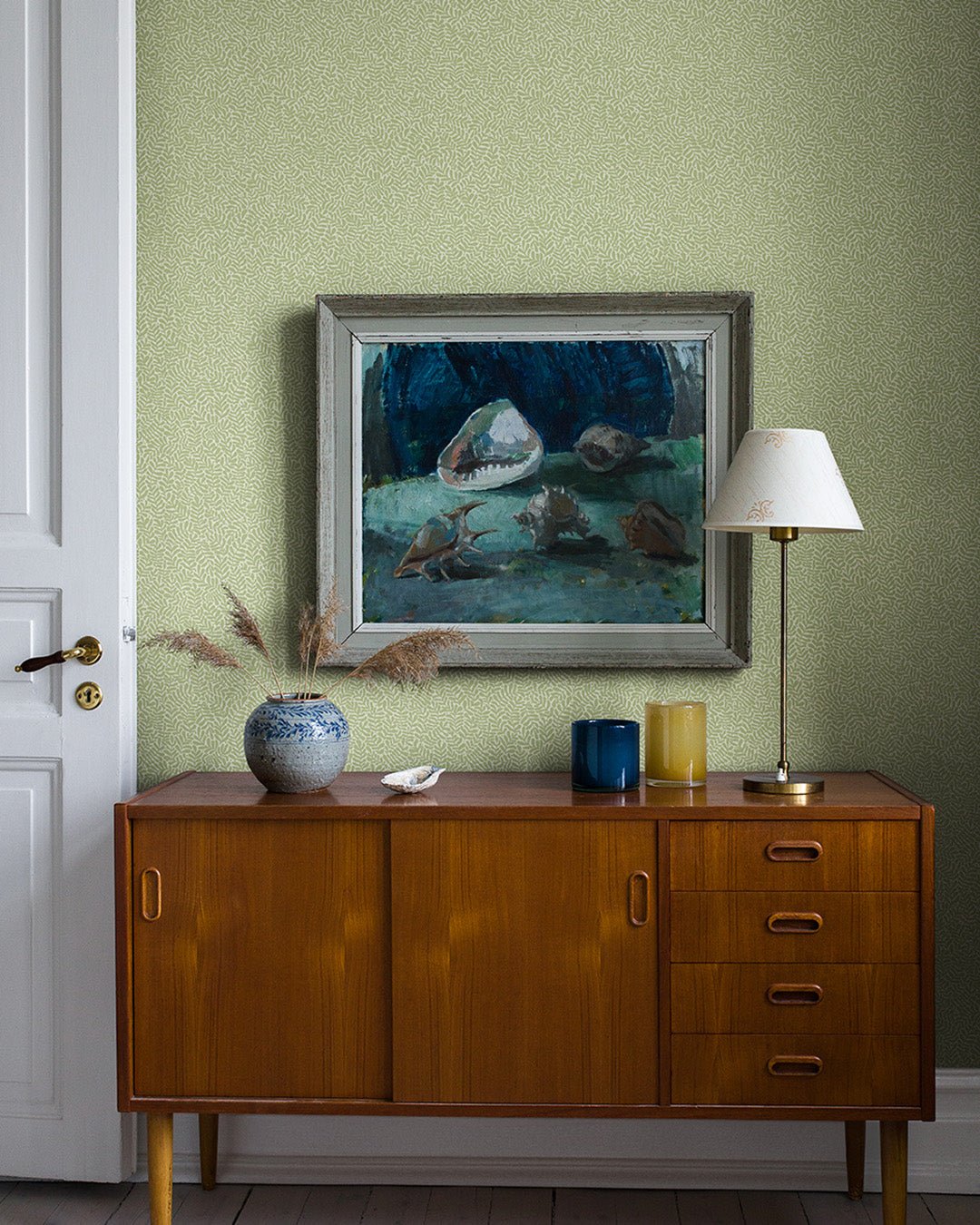 Anna Wallpaper - Light Green - Midbec - 55001 - Premier Wallcovering