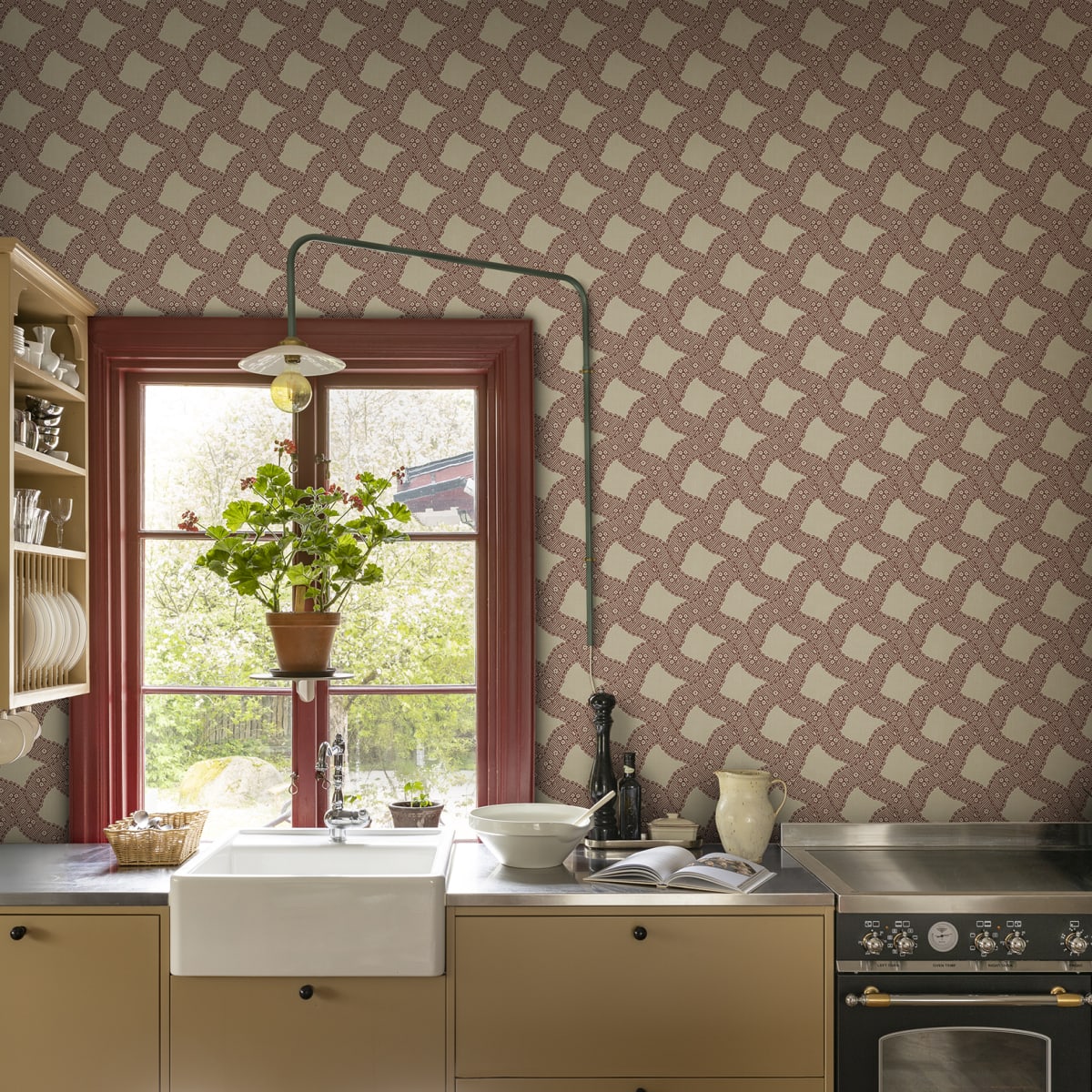 Annie Wallpaper - Red - Sandberg - S10820 - Premier Wallcovering