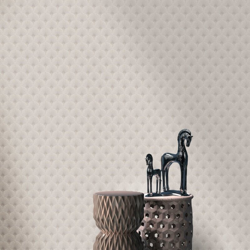 Antionette Fan Metallic Wallpaper - Taupe - Erismann - 10346 - 37 - Premier Wallcovering