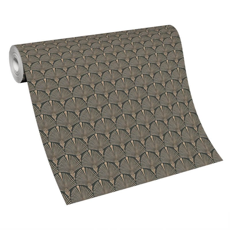 Antionette Fan Metallic Wallpaper - Black/Gold - Erismann - 10346 - 15 - Premier Wallcovering