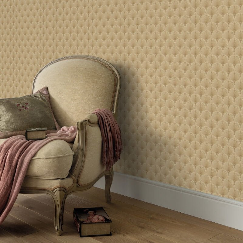 Antionette Fan Metallic Wallpaper - Gold - Erismann - 10346 - 30 - Premier Wallcovering