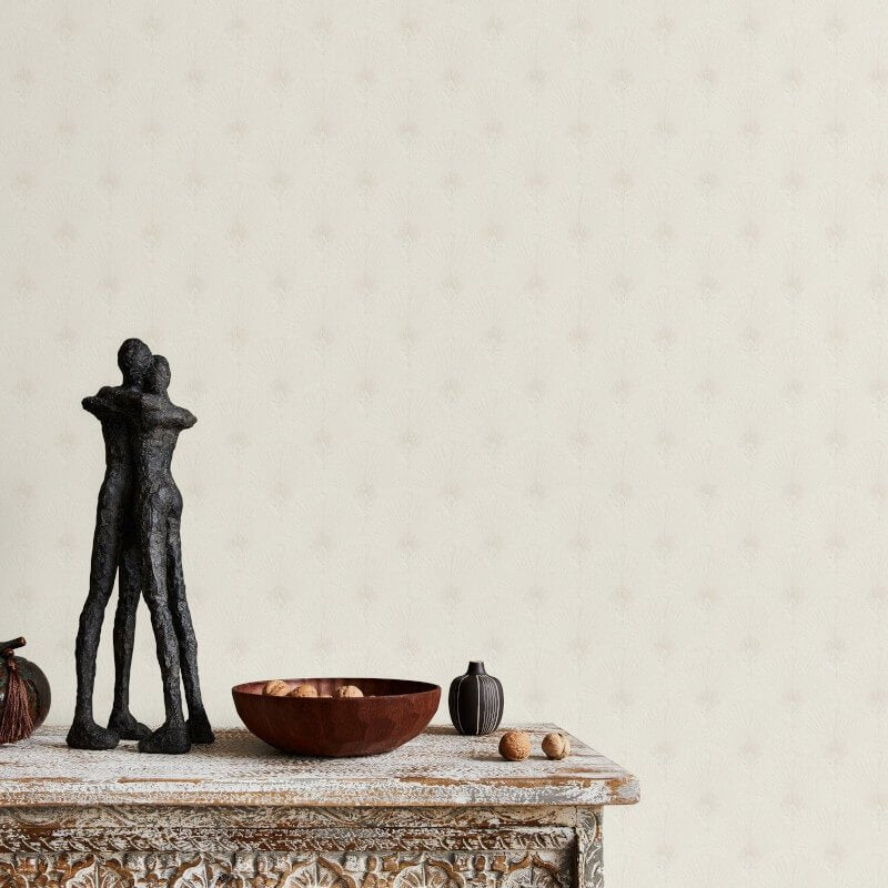 Antionette Fan Metallic Wallpaper - Cream - Erismann - 10346 - 14 - Premier Wallcovering