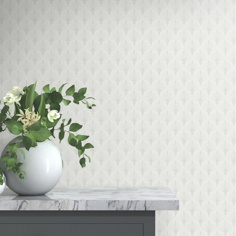 Antionette Fan Metallic Wallpaper - Silver/Grey - Erismann - 10346 - 31 - Premier Wallcovering