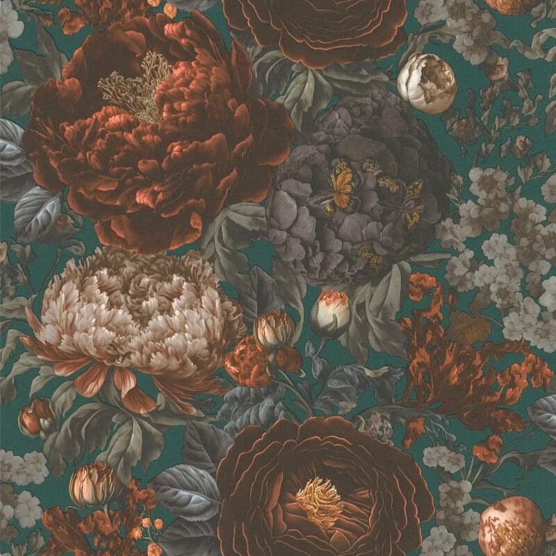 Antique Floral Wallpaper - Orange/Green - Michalsky Living - 39979-3 - Premier Wallcovering
