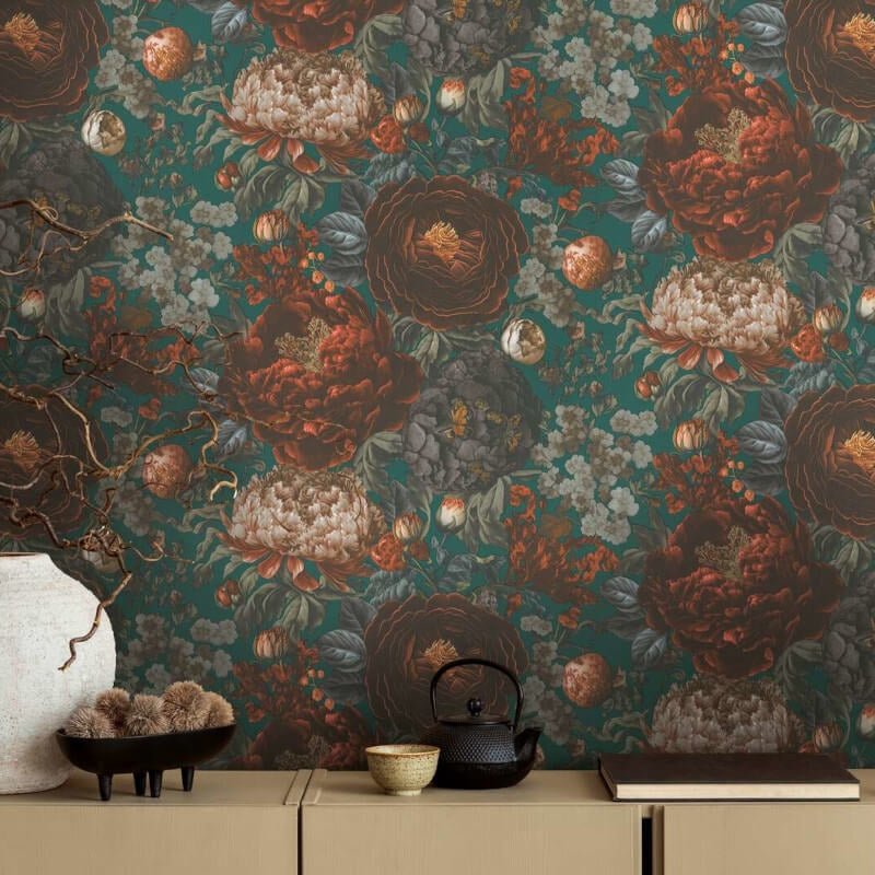 Antique Floral Wallpaper - Orange/Green - Michalsky Living - 39979-3 - Premier Wallcovering