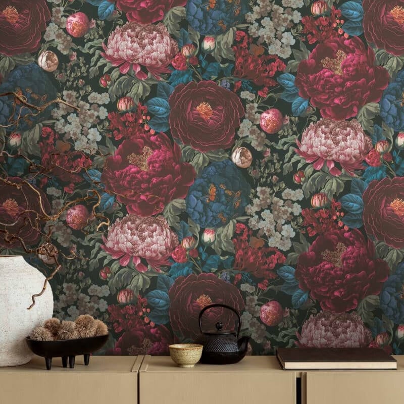 Antique Floral Wallpaper - Red/Blue - Michalsky Living - 39979-1 - Premier Wallcovering