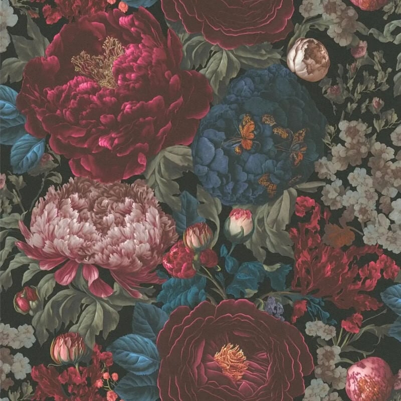 Antique Floral Wallpaper - Red/Blue - Michalsky Living - 39979-1 - Premier Wallcovering