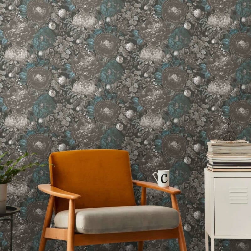 Antique Floral Wallpaper - Grey/Blue - Michalsky Living - 39979-2 - Premier Wallcovering