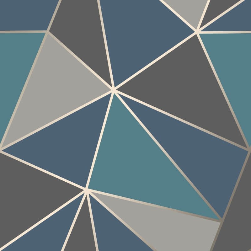 Apex Geo Wallpaper - Aqua/Navy - Fine Décor - FD42001 - Premier Wallcovering