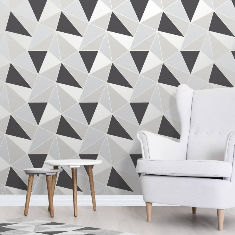 Apex Geo Wallpaper - Black/Silver - Fine Décor - FD41994 - Premier Wallcovering