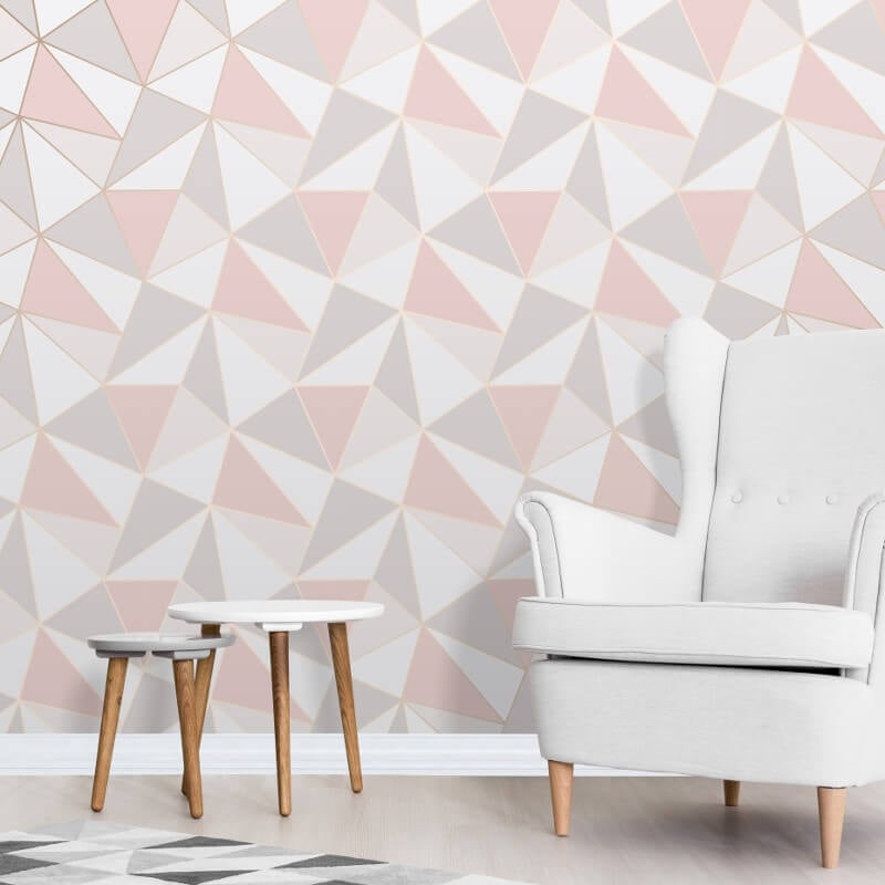 Apex Geo Wallpaper - Rose Gold - Fine Décor - FD41993 - Premier Wallcovering
