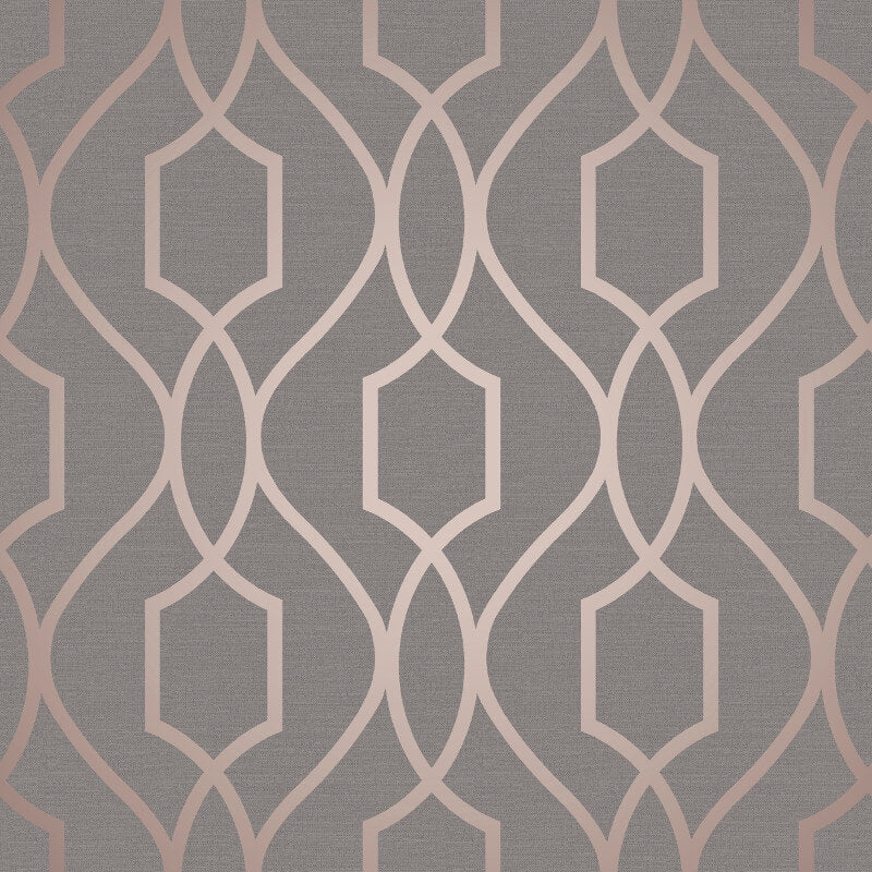 Apex Trellis Metallic Wallpaper - Copper/Charcoal - Fine Décor - FD41998 - Premier Wallcovering