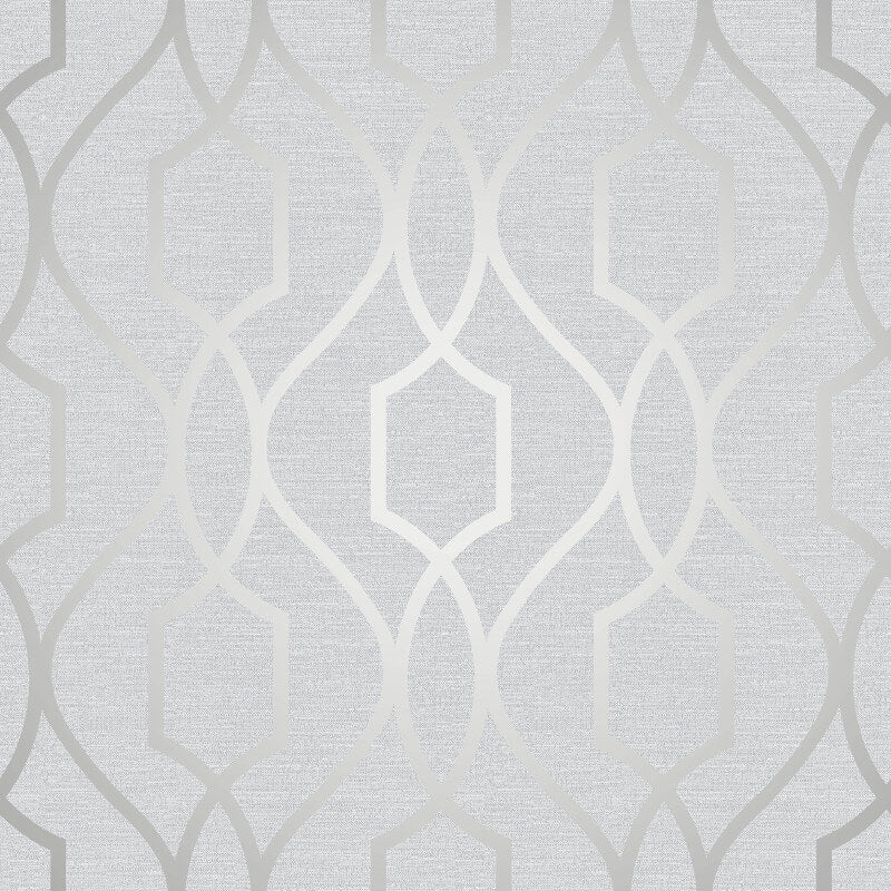 Apex Trellis Metallic Wallpaper - Stone/Silver - Fine Décor - FD41995 - Premier Wallcovering
