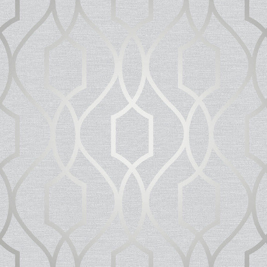 Apex Trellis Metallic Wallpaper - Stone/Silver - Fine Décor - FD41995 - Premier Wallcovering