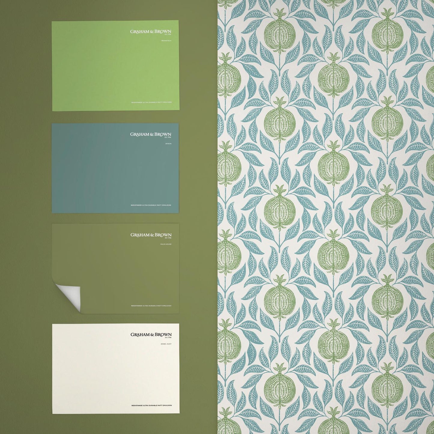 Apple Of Grenada Wallpaper - Blue & Green - Graham & Brown - 130285 - Premier Wallcovering