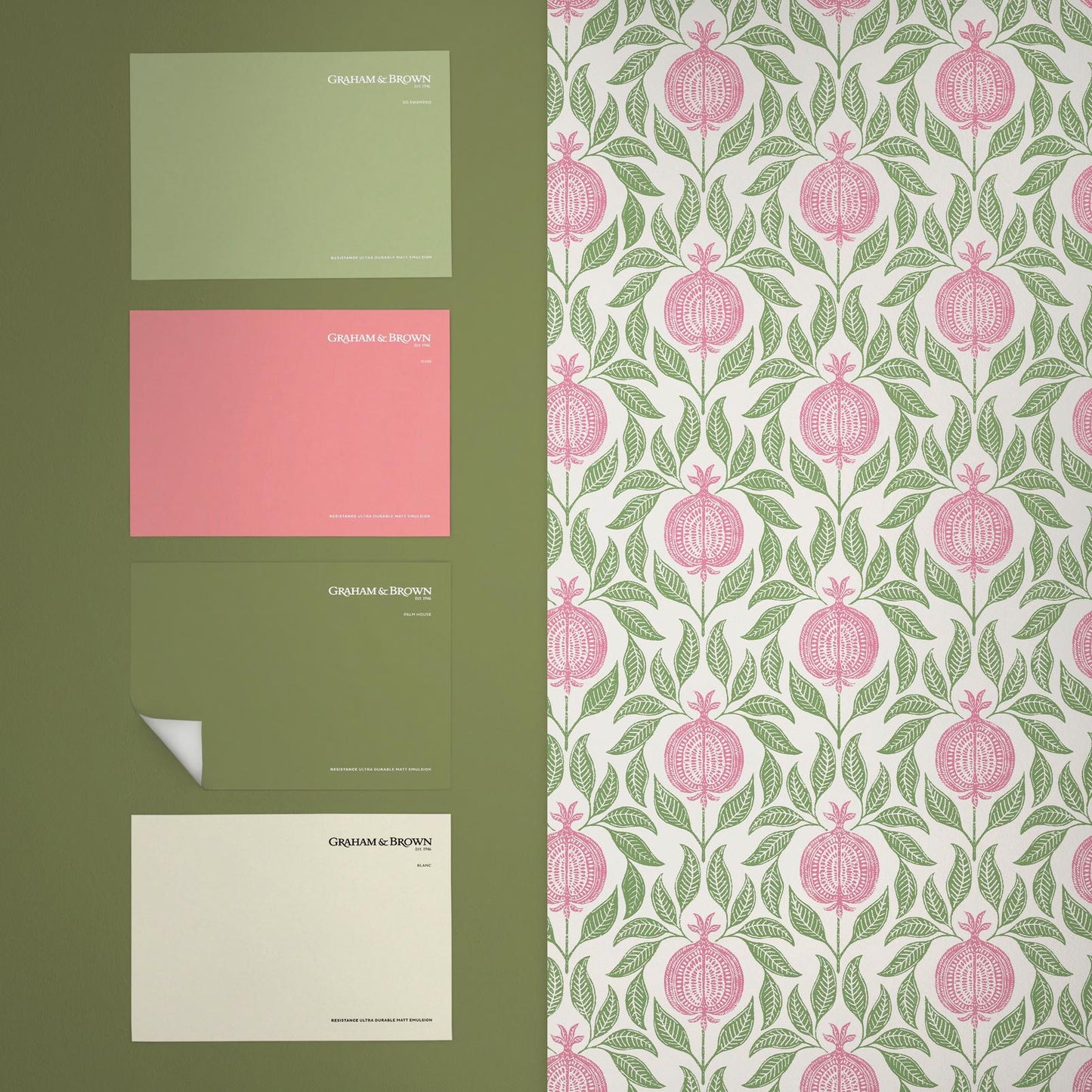 Apple Of Grenada Wallpaper - Pink & Green - Graham & Brown - 130286 - Premier Wallcovering