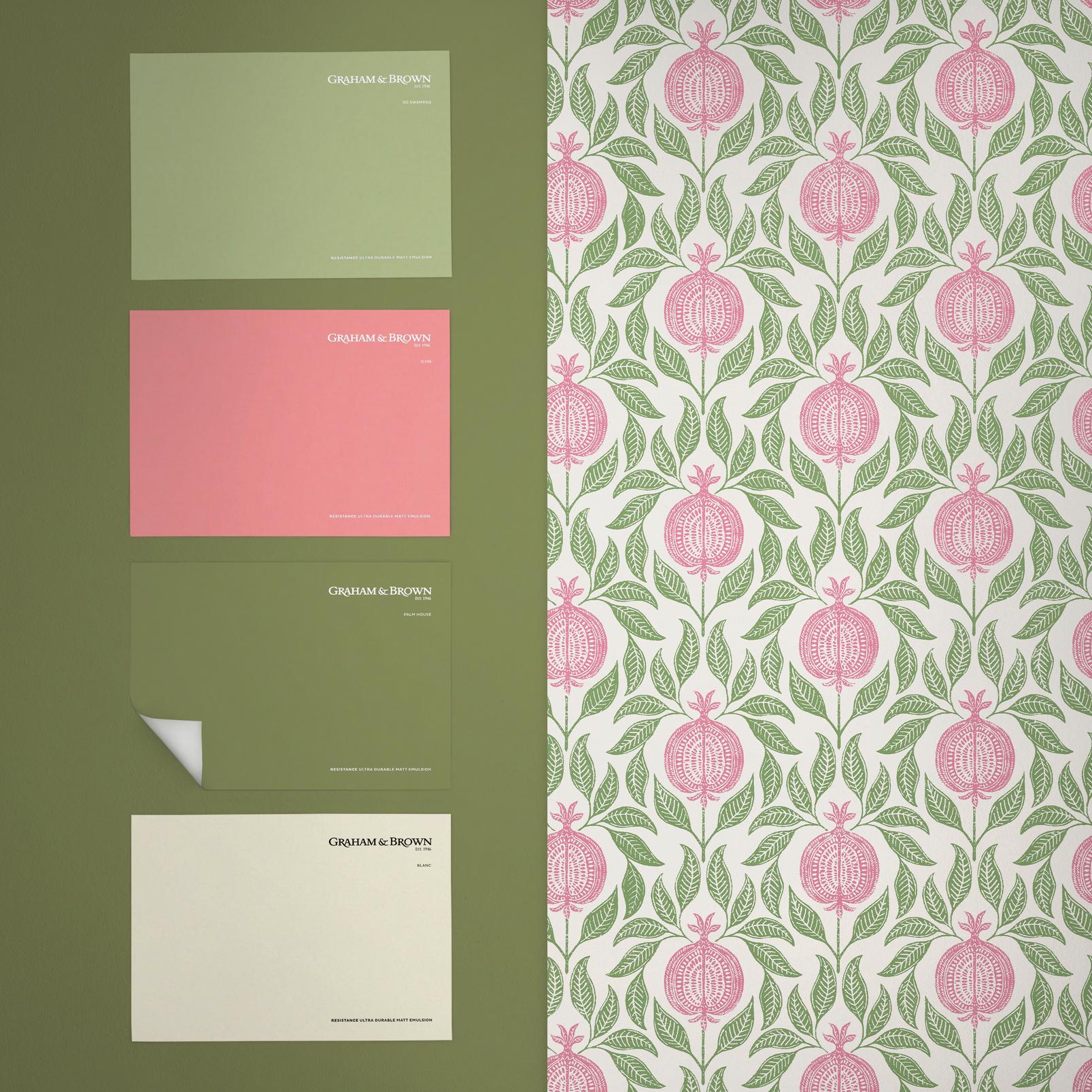 Apple Of Grenada Wallpaper - Pink & Green - Graham & Brown - 130286 - Premier Wallcovering