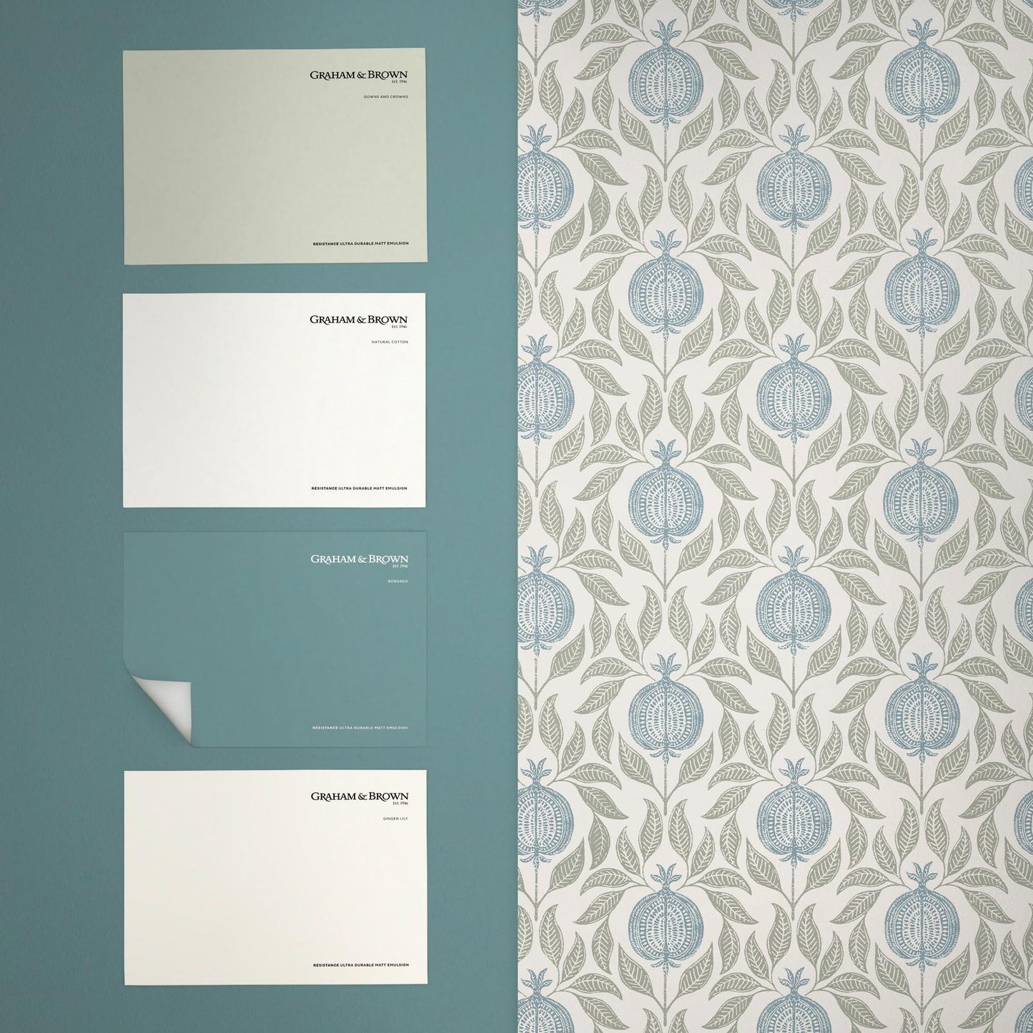 Apple Of Grenada Wallpaper - Sky Blue & Green - Graham & Brown - 130289 - Premier Wallcovering