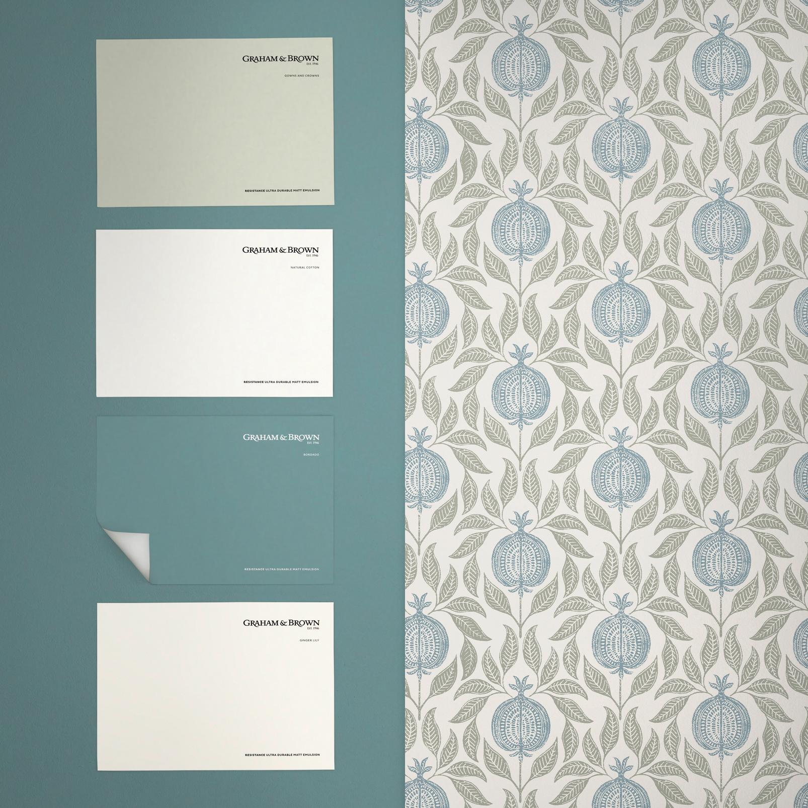Apple Of Grenada Wallpaper - Sky Blue & Green - Graham & Brown - 130289 - Premier Wallcovering