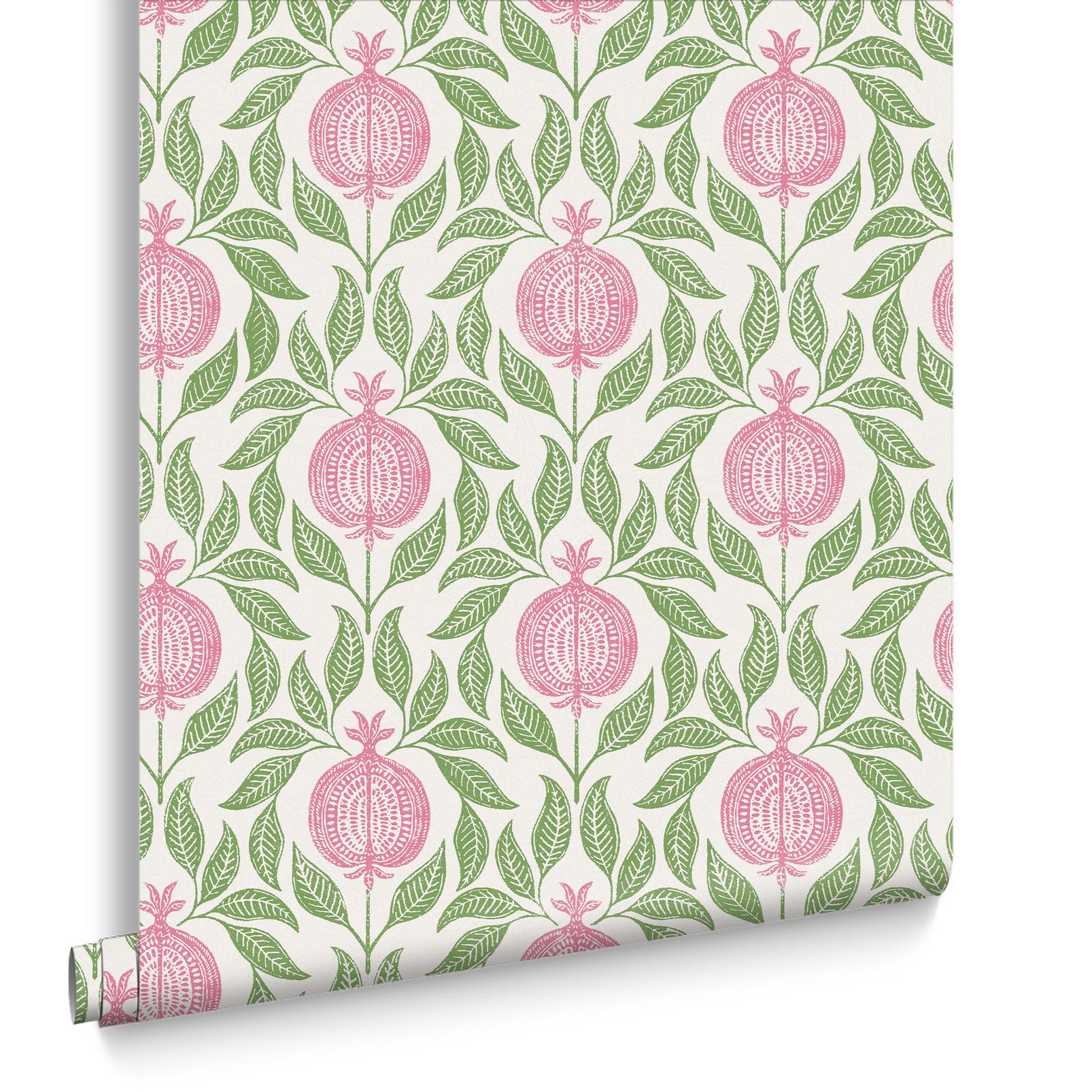 Apple Of Grenada Wallpaper - Pink & Green - Graham & Brown - 130286 - Premier Wallcovering