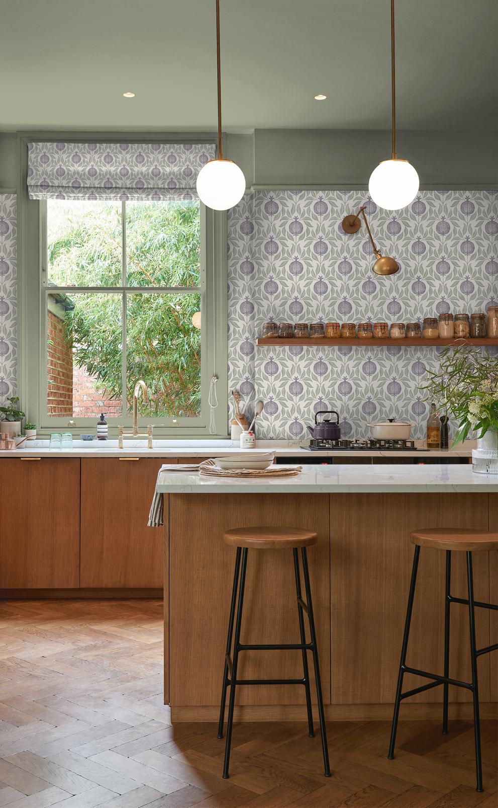 Apple Of Grenada Wallpaper - Purple & Green - Graham & Brown - 130288 - Premier Wallcovering