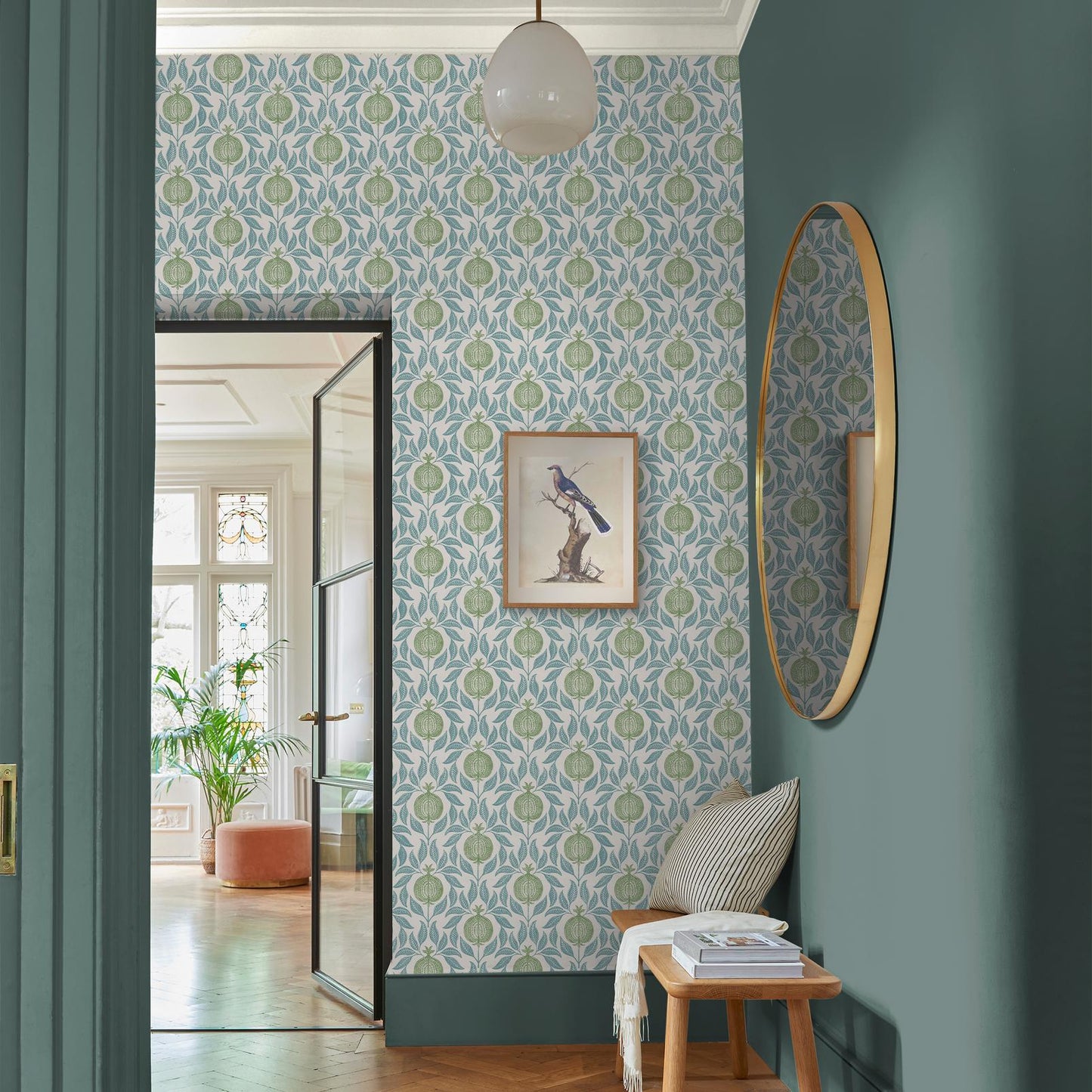Apple Of Grenada Wallpaper - Blue & Green - Graham & Brown - 130285 - Premier Wallcovering