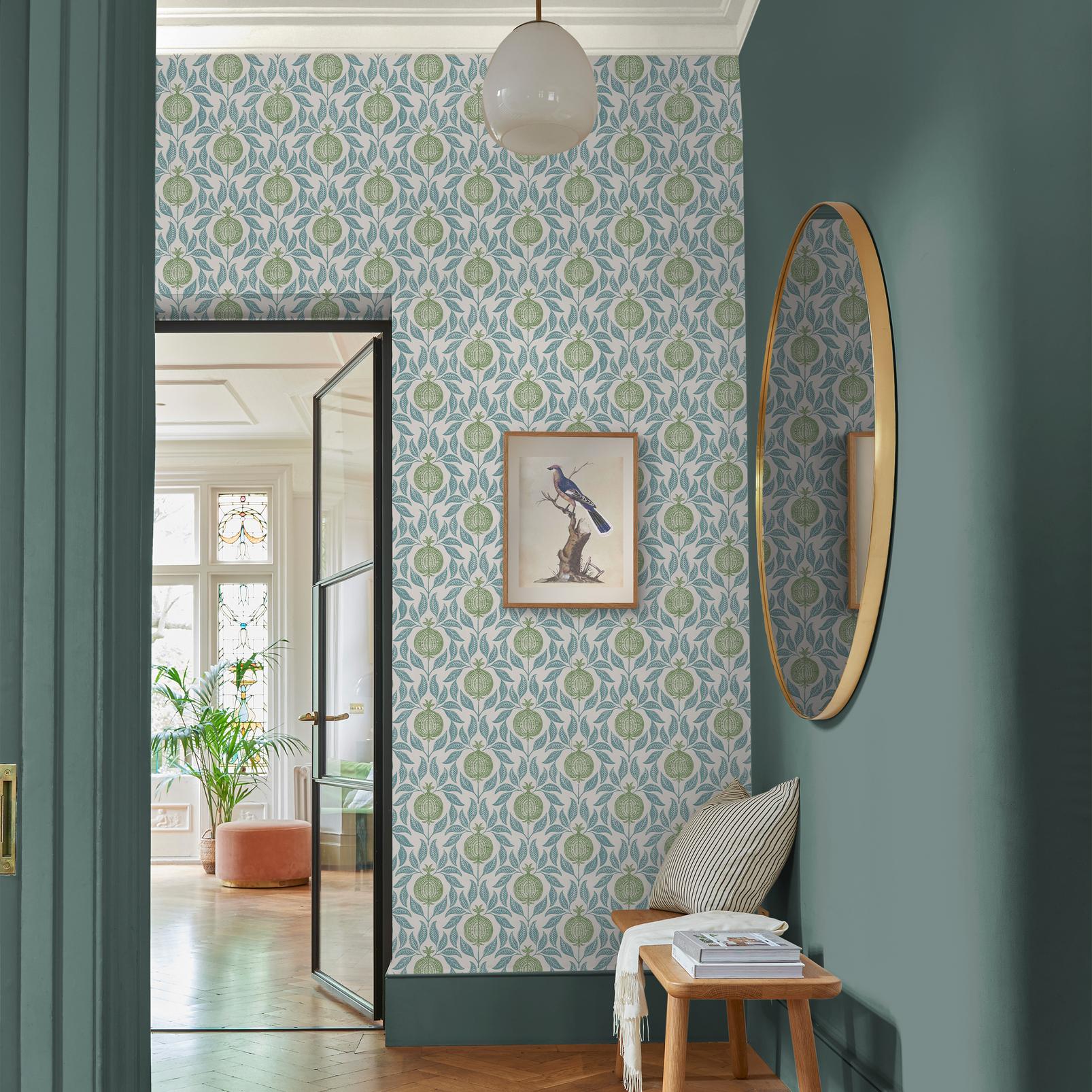 Apple Of Grenada Wallpaper - Blue & Green - Graham & Brown - 130285 - Premier Wallcovering