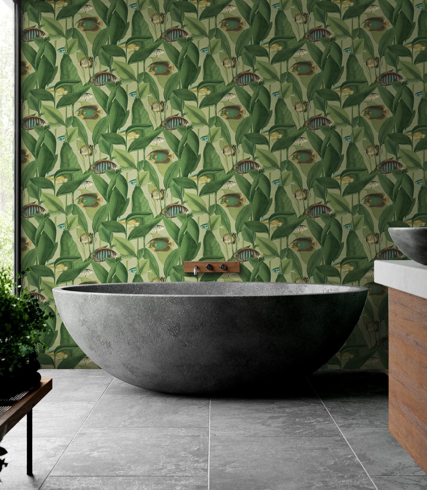 Aquarium Wallpaper - Green - Graham & Brown - 124114 - Premier Wallcovering