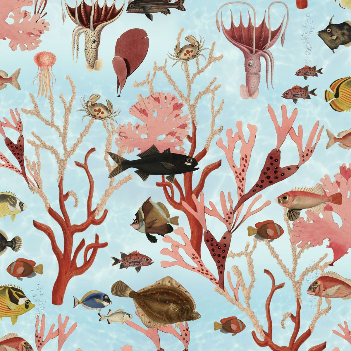 Aquarium Wallpaper - Mint - Rebel Walls - R18031 - Premier Wallcovering