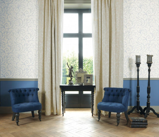 Arabesque Fontainebleau Wallpaper - Blue - Casadeco - 81536204 - Premier Wallcovering