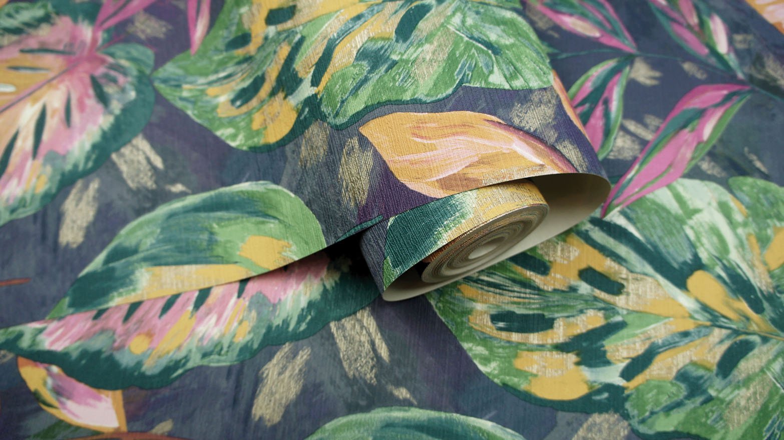 Aralia Wallpaper - Navy / Pink - Holden Décor - 36112 - Premier Wallcovering