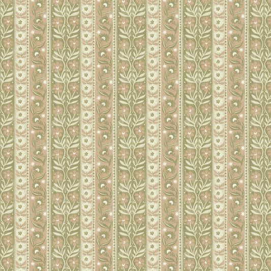 Arber Stripe Wallpaper - Pink and Olive - Josephine Munsey - JMW-104801 - Premier Wallcovering