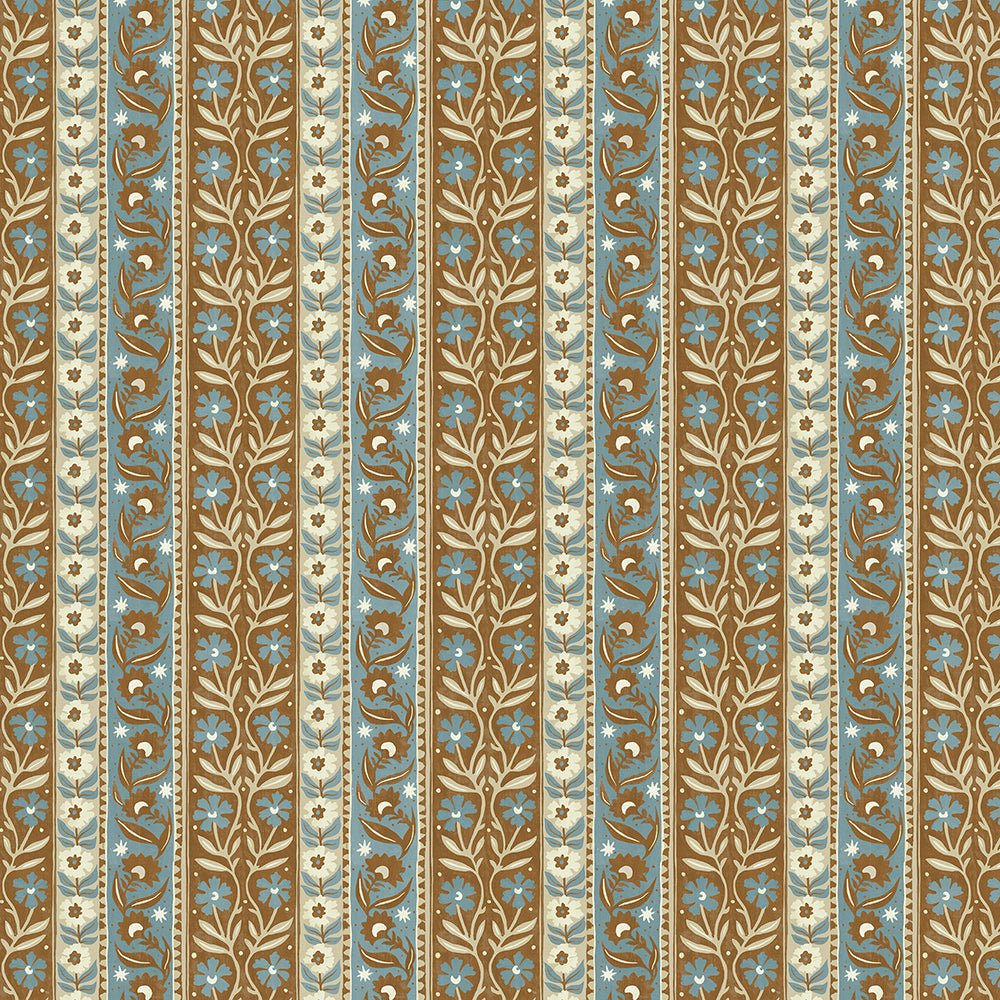 Arber Stripe Wallpaper - Brown and Blue - Josephine Munsey - JMW-104831 - Premier Wallcovering