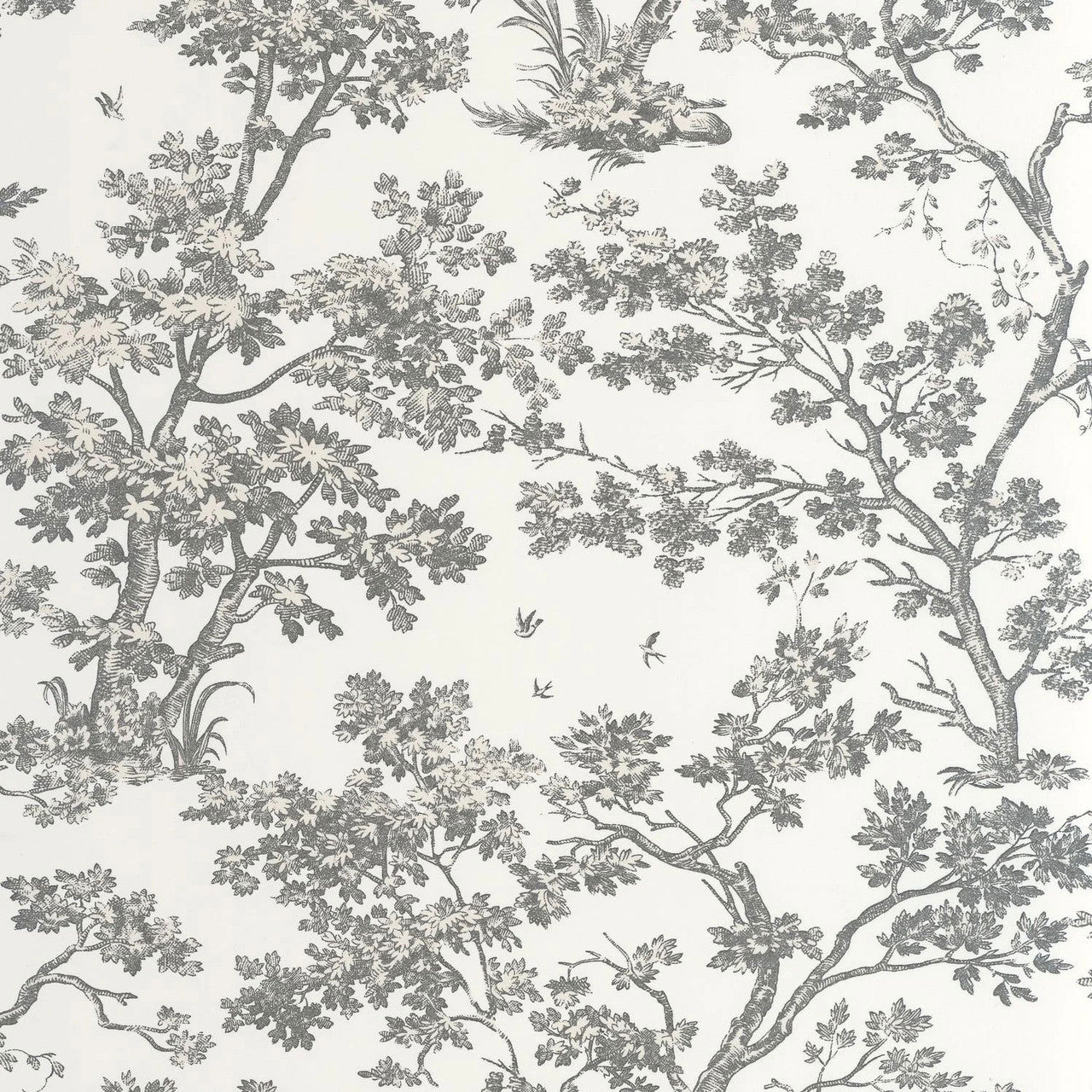 Arbre Les Belles Toiles De Jouy Wallpaper - Noir Fusain - Casadeco - 81529889 - Premier Wallcovering